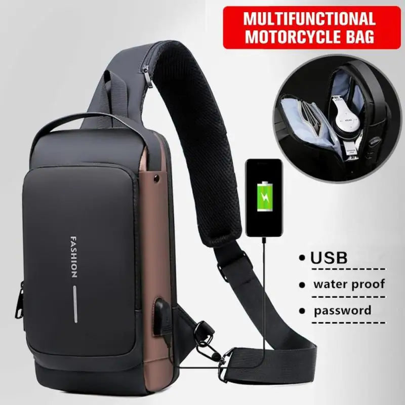 Men's Multifunction Anti-theft USB Shoulder Bag Man Crossbody