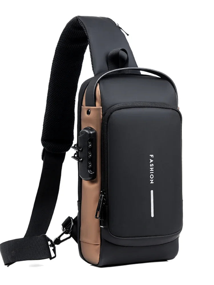 Men's Multifunction Anti-theft USB Shoulder Bag Man Crossbody