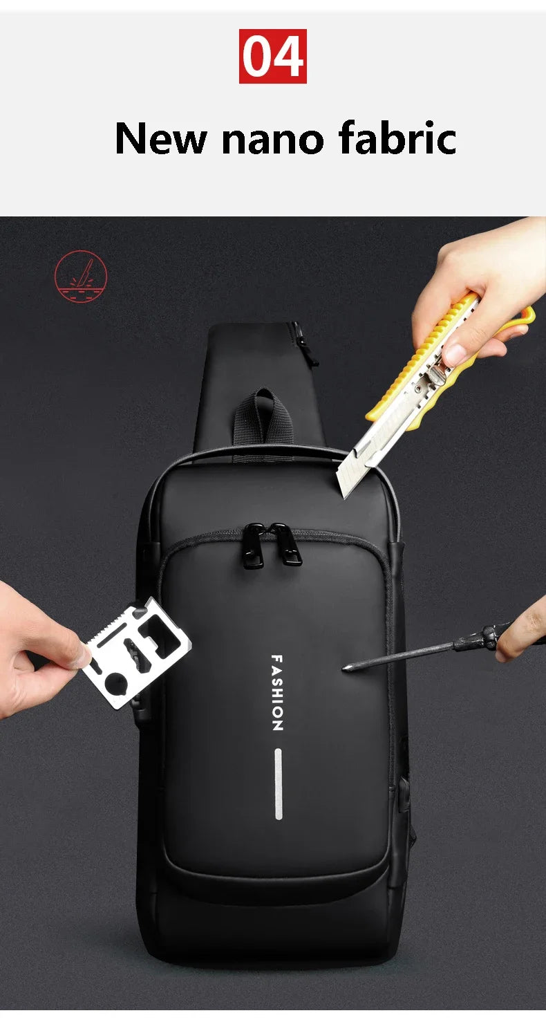 Men's Multifunction Anti-theft USB Shoulder Bag Man Crossbody