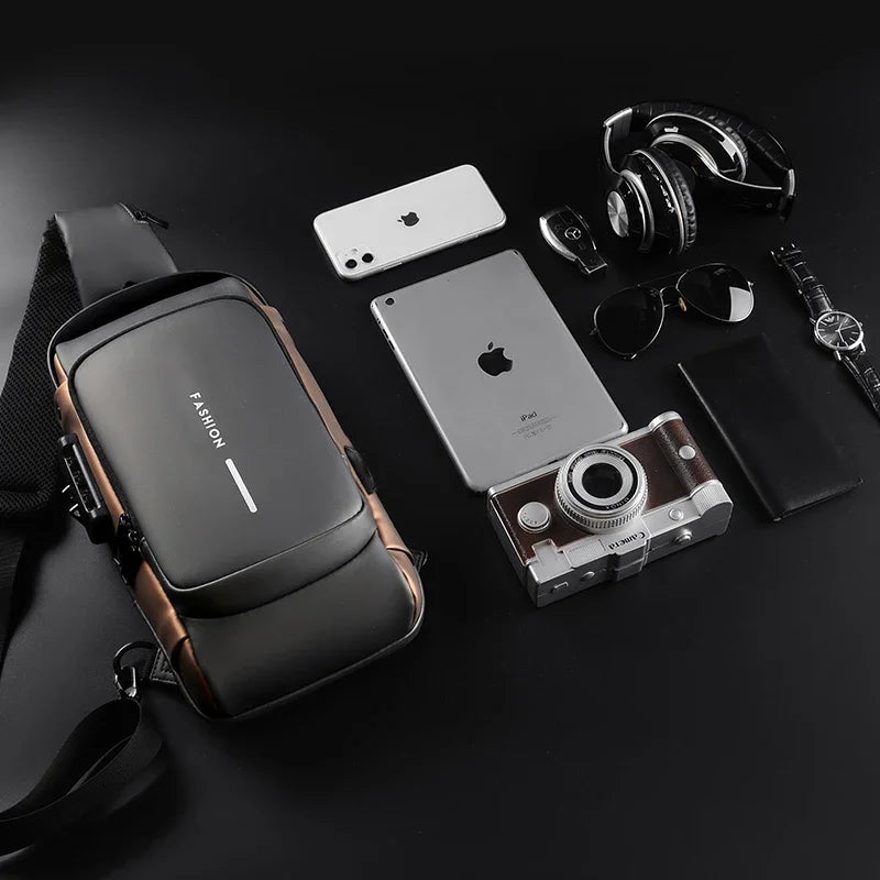 Men's Multifunction Anti-theft USB Shoulder Bag Man Crossbody