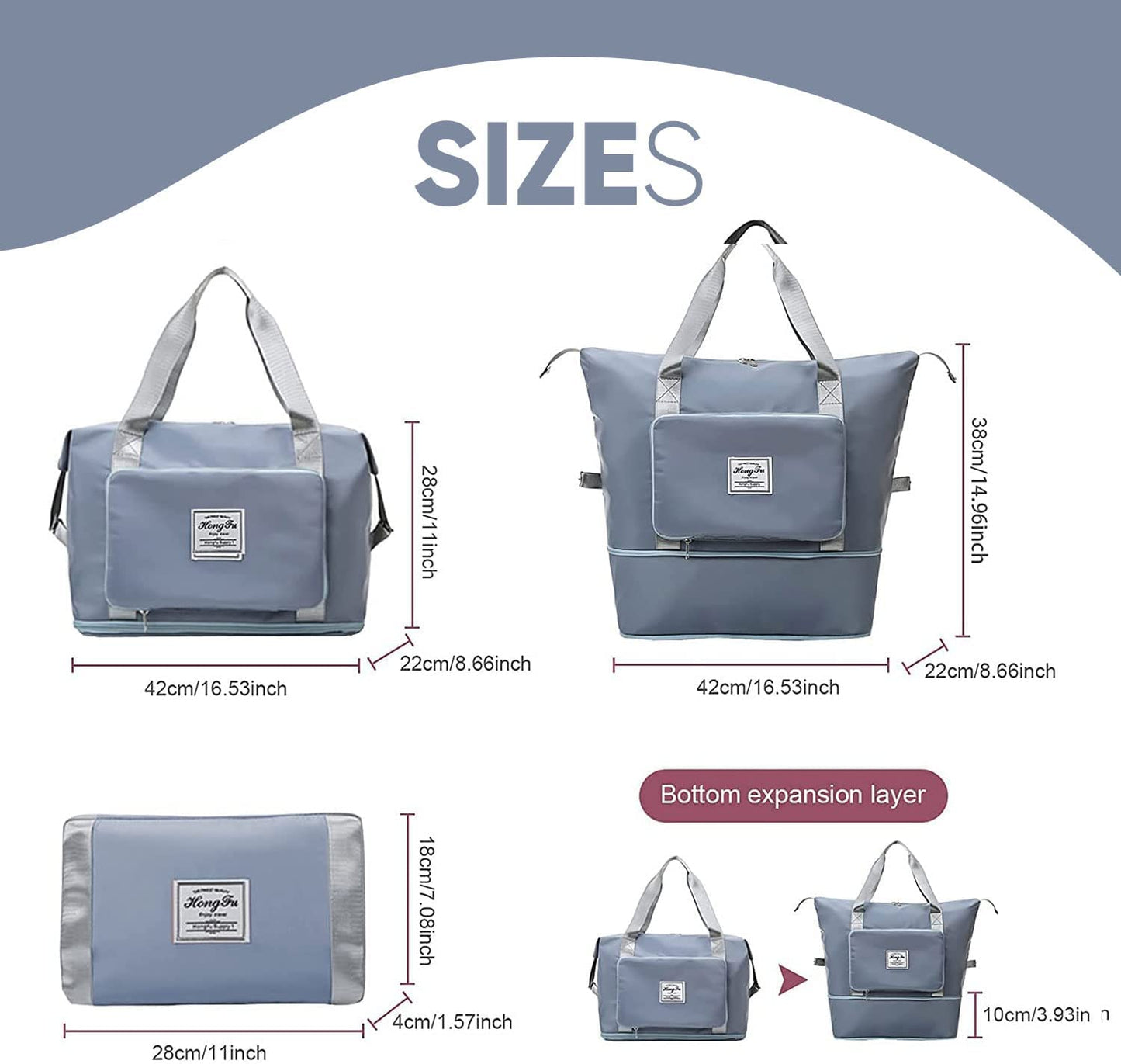 Sac de voyage pliable de grande capacité Sac fourre-tout BLEU