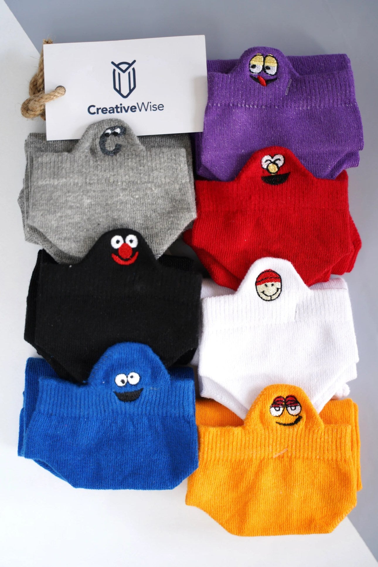 Chaussettes Emoji Happy Multi Couleurs 12 Paires – 100 % Coton et brodé