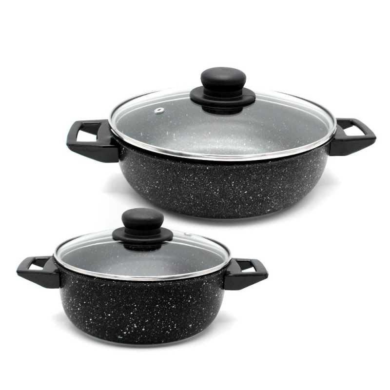 Batterie de Cuisine 11pcs - Granite - Noir