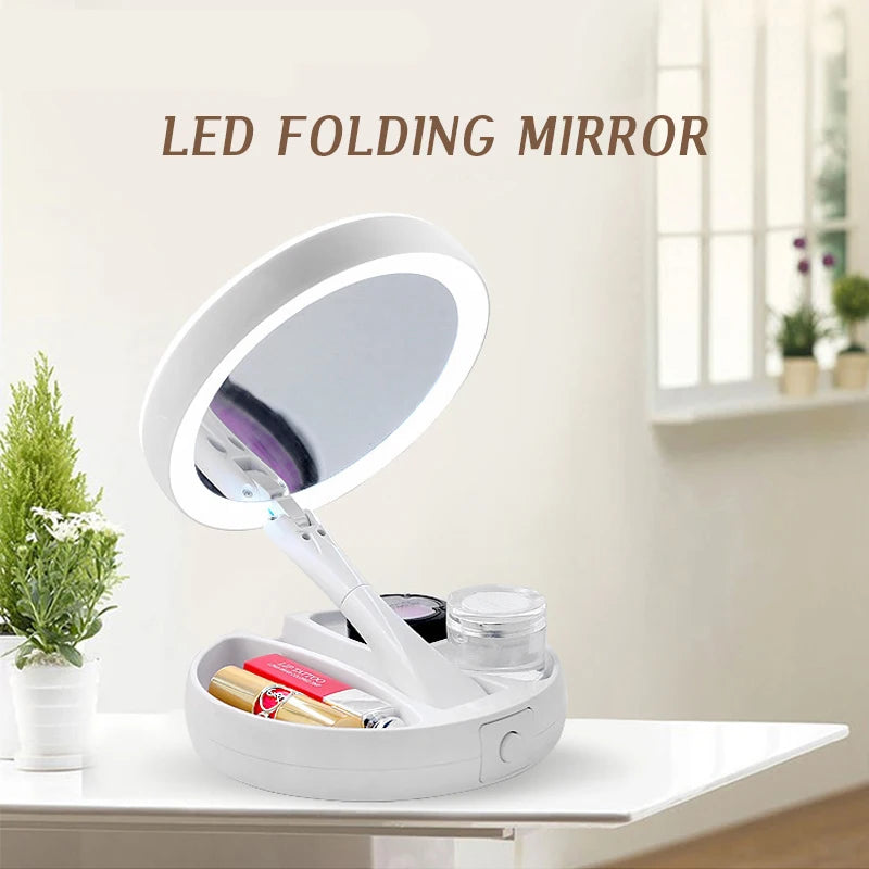 Miroir de Maquillage LED Pliable