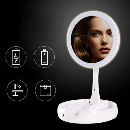 Miroir de Maquillage LED Pliable