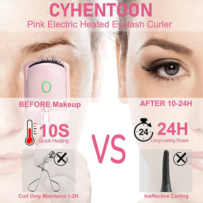 Heated Eyelashes Curler Portable USB Rechargeable Electric Eyelash