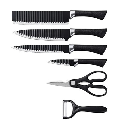 6pcs Kitchen Knives Set Scissors Peeler Sharp Stainless Steel Cleaver