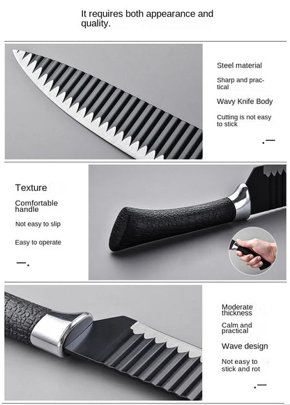 6pcs Kitchen Knives Set Scissors Peeler Sharp Stainless Steel Cleaver