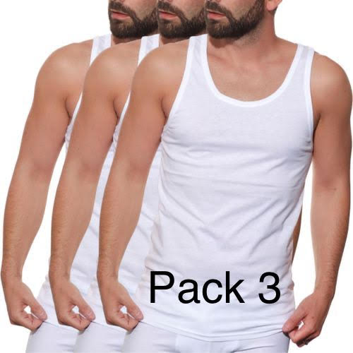 Pack de 3 Débardeurs Pour Homme - Blanc - Coton