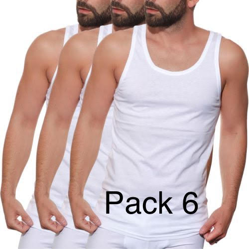 Pack de 6 Débardeurs Pour Homme - Blanc - Coton