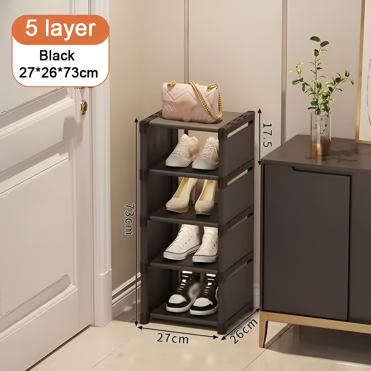 5 Étagère Des Chaussures Empilables - Noir